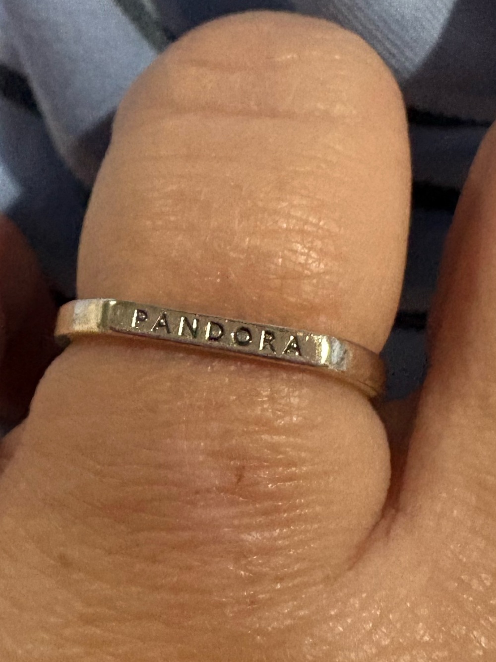 Pandora Polished Silver Engraved Logo Band - Silver Size 9.